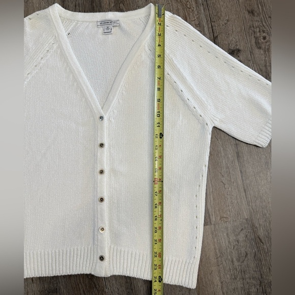 St. John Sport • V-Neck Short Sleeve Knit Cardigan - Picture 4 of 12